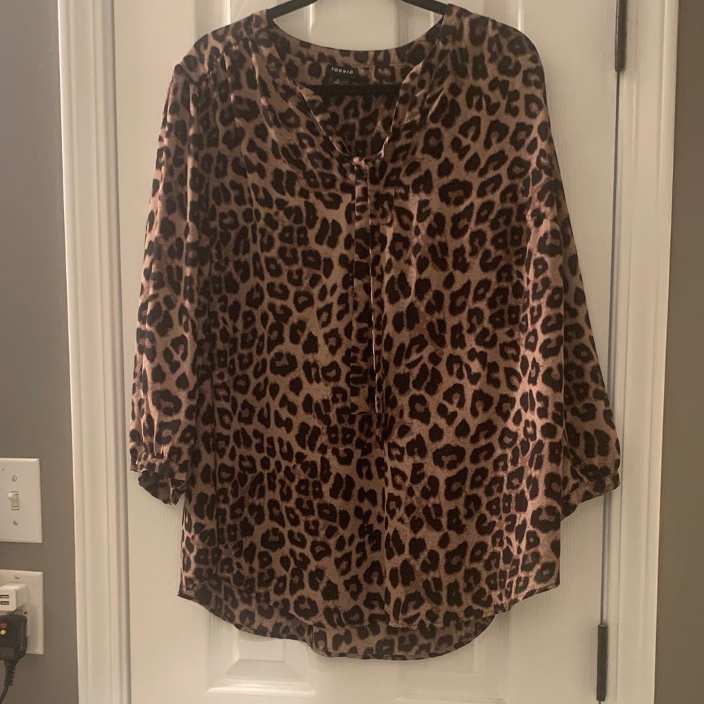 Torrid Animal Print Blouse - Brown and Black